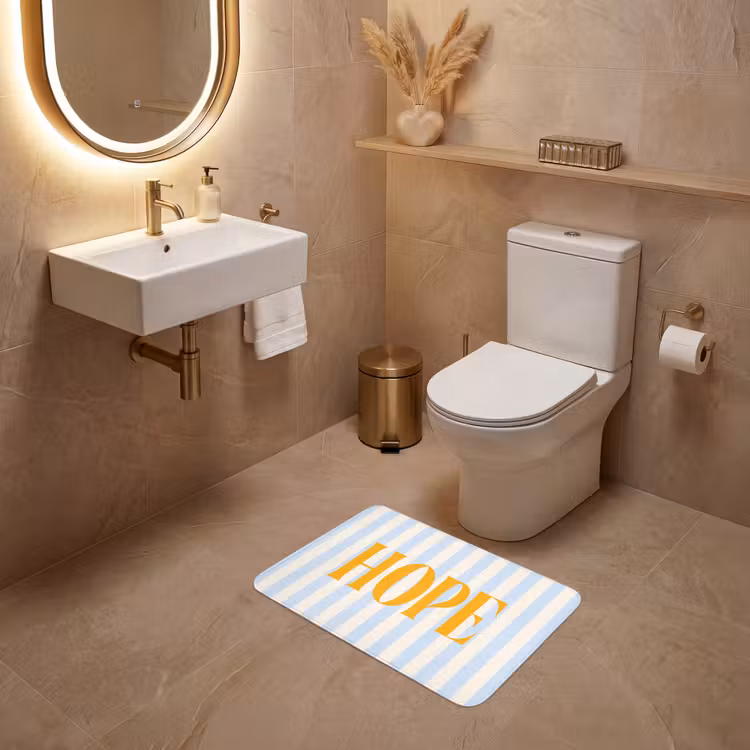 WC Mat - Oranje - Blauw - Strepen - Hope — 4