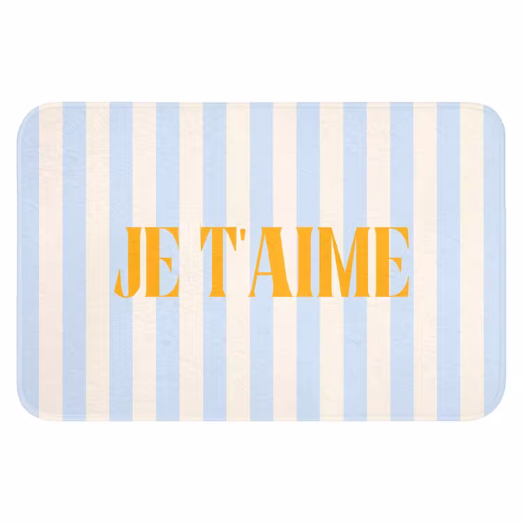 WC Mat - Oranje - Blauw - Strepen - Je t'aime — 1