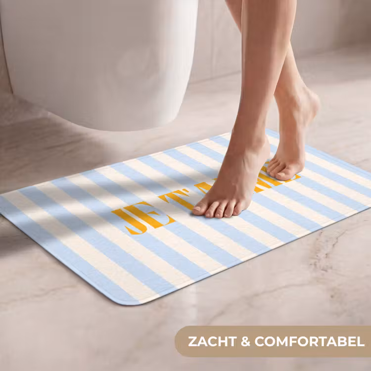 WC Mat - Oranje - Blauw - Strepen - Je t'aime — 7