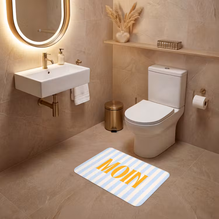 WC Mat - Oranje - Blauw - Strepen - Moin — 4