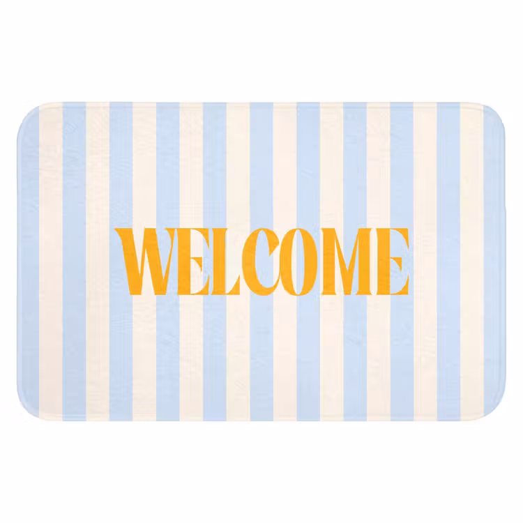 WC Mat - Oranje - Blauw - Strepen - Welcome — 1