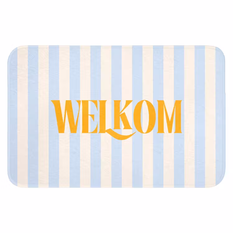 WC Mat - Oranje - Blauw - Strepen - Welkom — 1