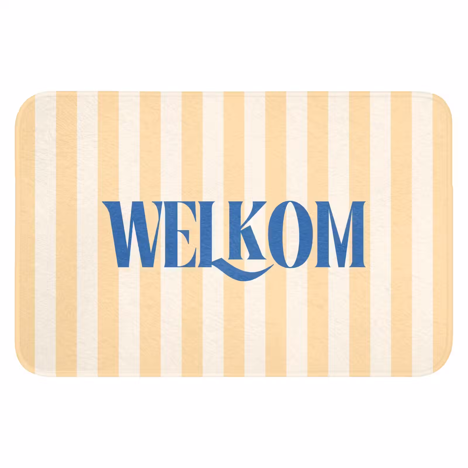 WC Mat - Blauw - Geel - Strepen - Welkom — 1