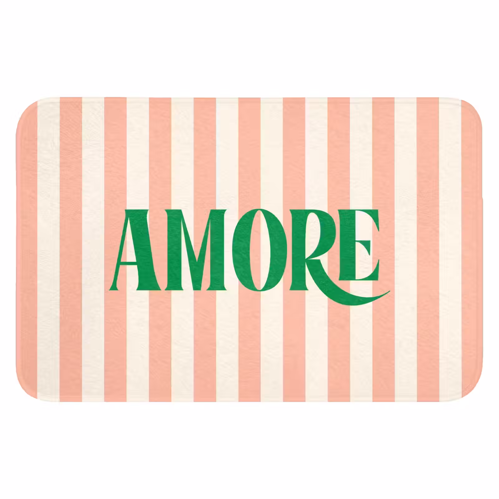 WC Mat - Zachtroze - Groen- Strepen - Amore — 1