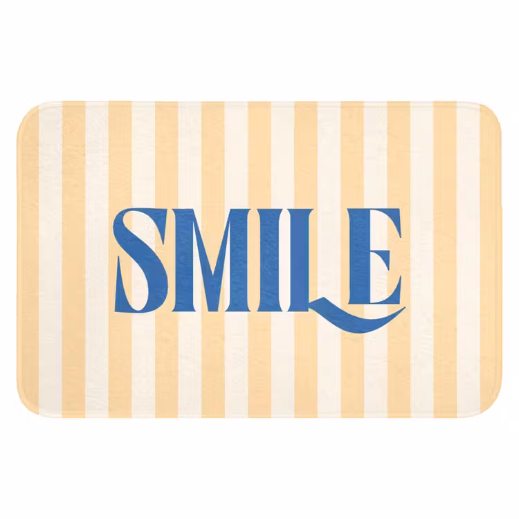 WC Mat - Blauw - Geel - Strepen - Smile — 1
