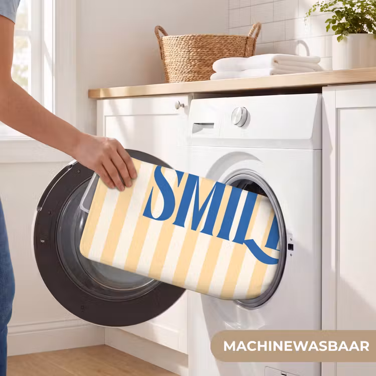 WC Mat - Blauw - Geel - Strepen - Smile — 5