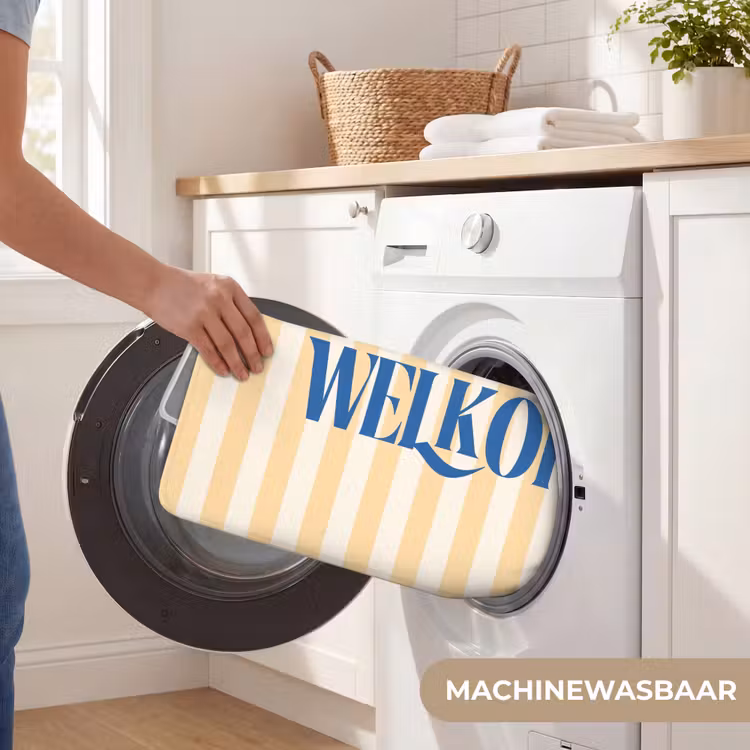 WC Mat - Blauw - Geel - Strepen - Welkom — 5