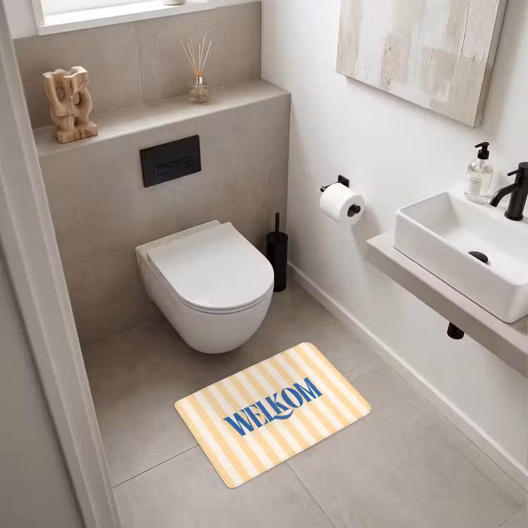 WC Mat - Blauw - Geel - Strepen - Welkom — 6