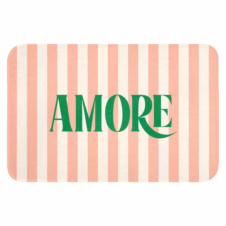 WC Mat - Zachtroze - Groen- Strepen - Amore — 1