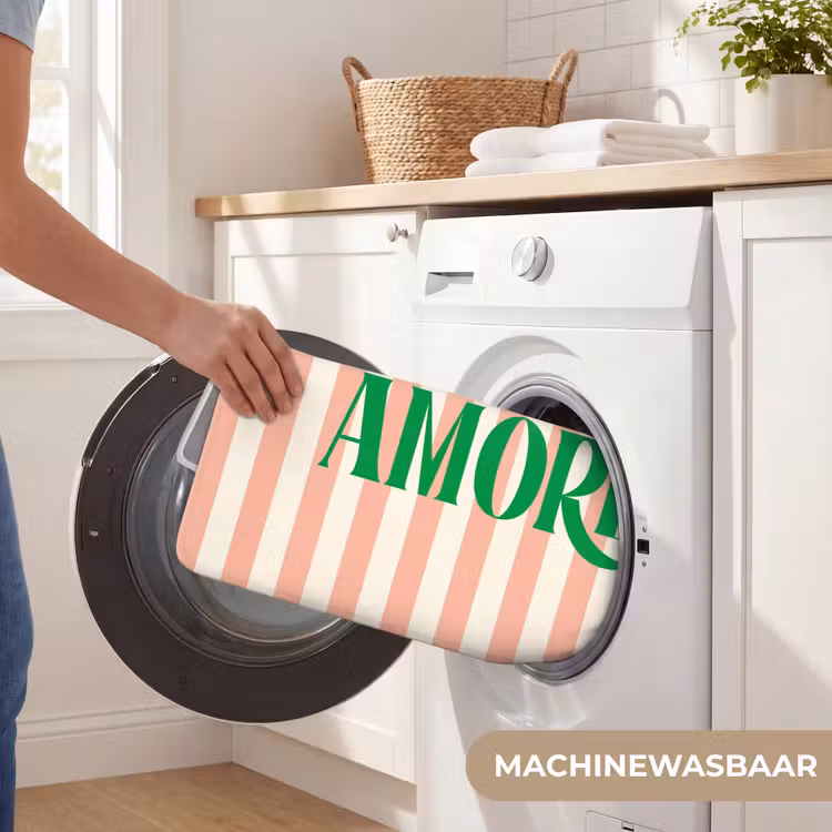 WC Mat - Zachtroze - Groen- Strepen - Amore — 5