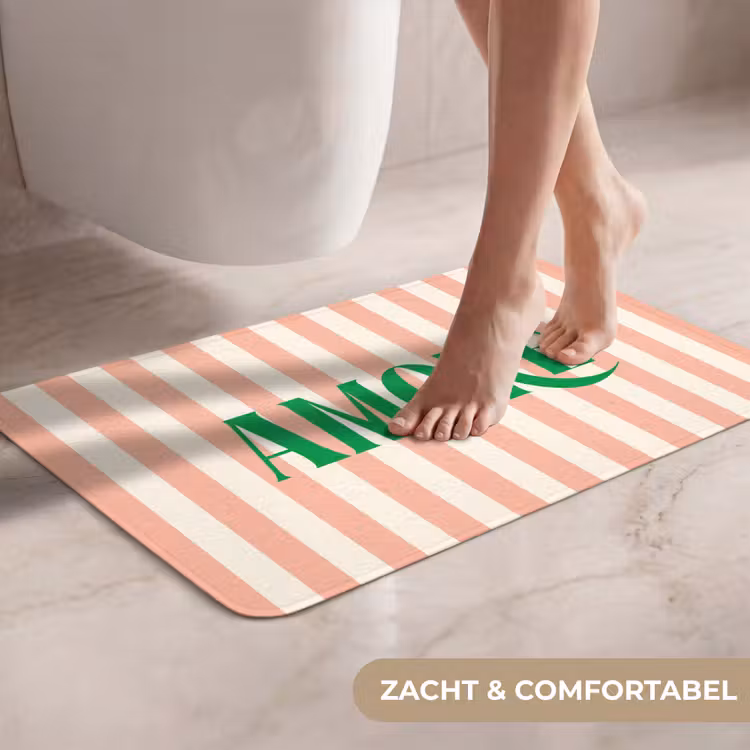 WC Mat - Zachtroze - Groen- Strepen - Amore — 7