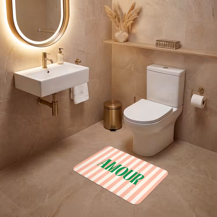 WC Mat - Zachtroze - Groen - Strepen - Amour — 4