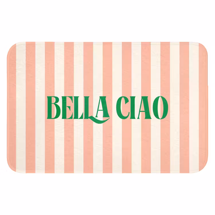 WC Mat - Zachtroze - Groen- Strepen - Bella Ciao — 1