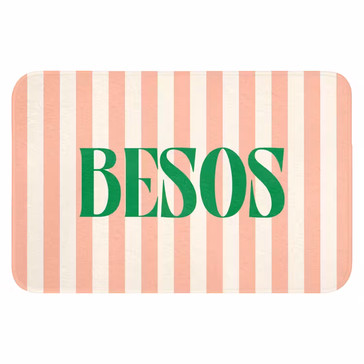 WC Mat - Zachtroze - Groen- Strepen - Besos — 1