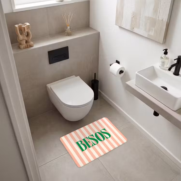 WC Mat - Zachtroze - Groen- Strepen - Besos — 6