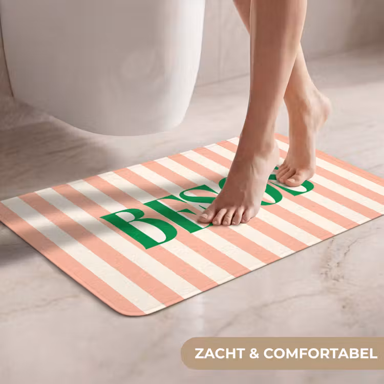 WC Mat - Zachtroze - Groen- Strepen - Besos — 7