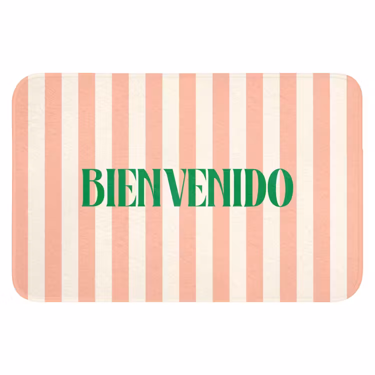 WC Mat - Zachtroze - Groen- Strepen - Bienvenido — 1