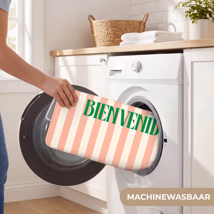 WC Mat - Zachtroze - Groen- Strepen - Bienvenido — 5