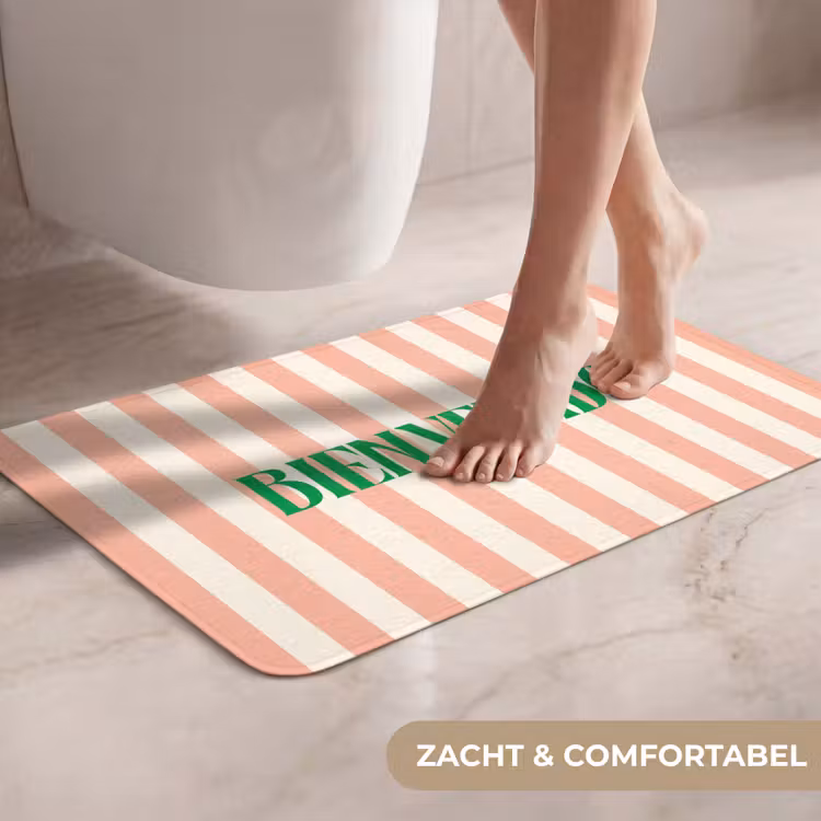 WC Mat - Zachtroze - Groen- Strepen - Bienvenido — 7