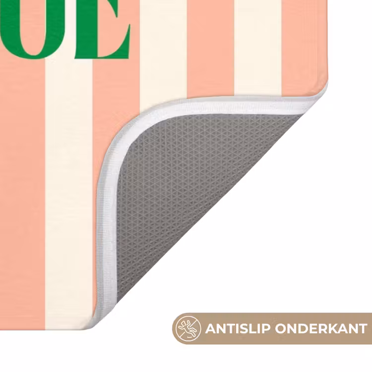 WC Mat - Zachtroze - Groen- Strepen - Bienvenue — 3