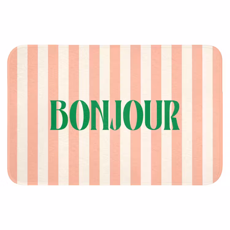 WC Mat - Zachtroze - Groen - Strepen - Bonjour — 1
