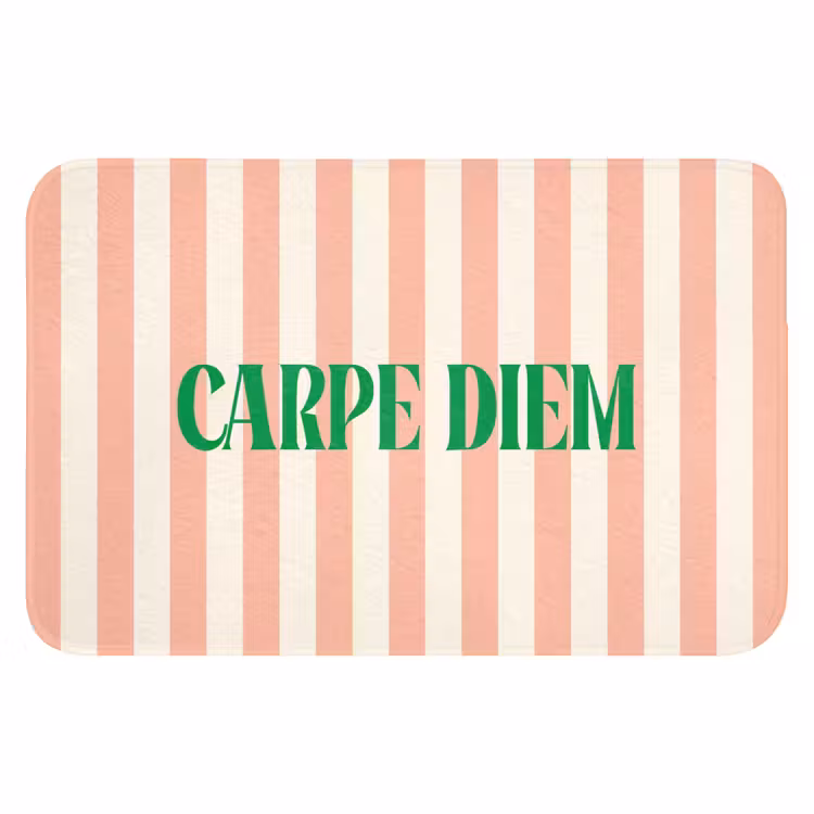 WC Mat - Zachtroze - Groen - Strepen - Carpe Diem — 1