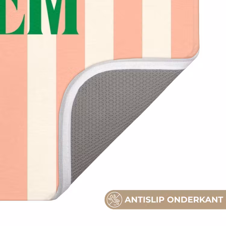 WC Mat - Zachtroze - Groen - Strepen - Carpe Diem — 3