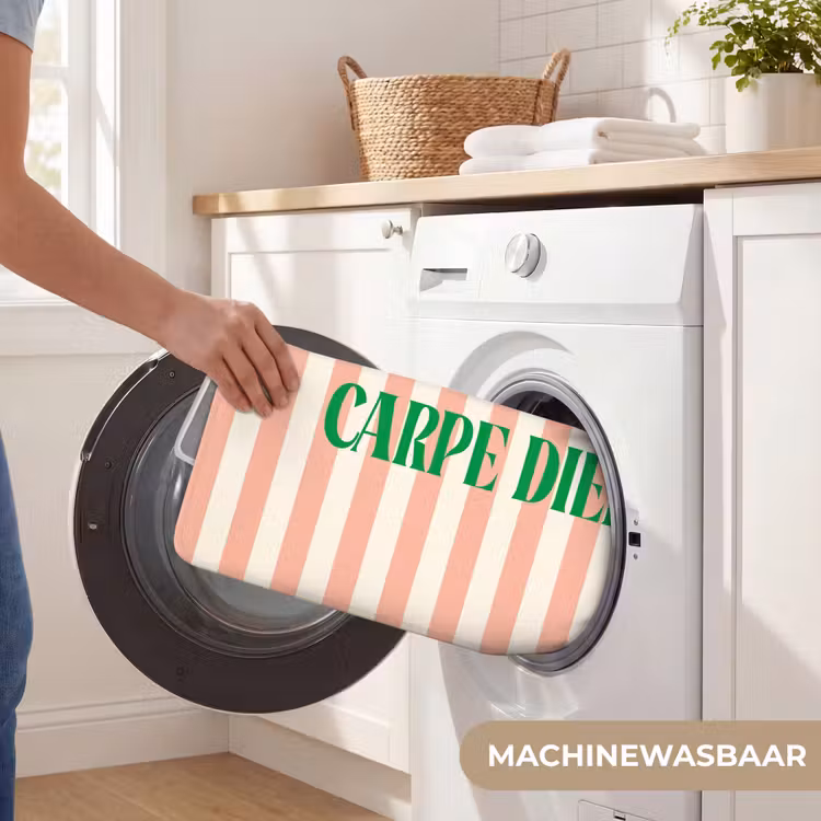 WC Mat - Zachtroze - Groen - Strepen - Carpe Diem — 5