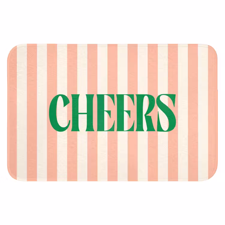 WC Mat - Zachtroze - Groen - Strepen - Cheers — 1