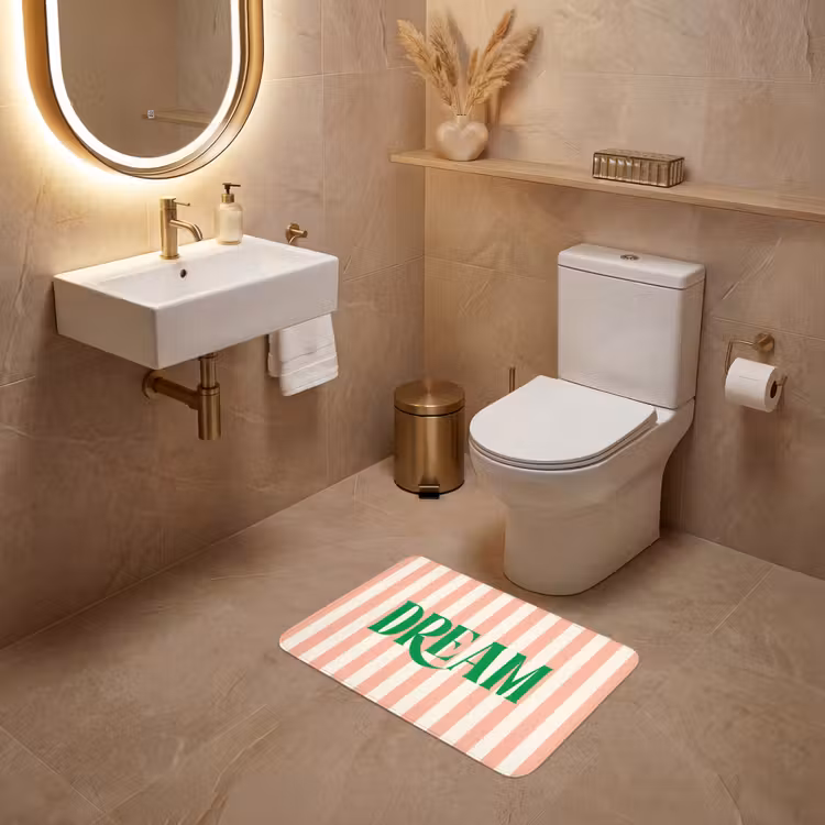 WC Mat - Zachtroze - Groen - Strepen - Dream — 4