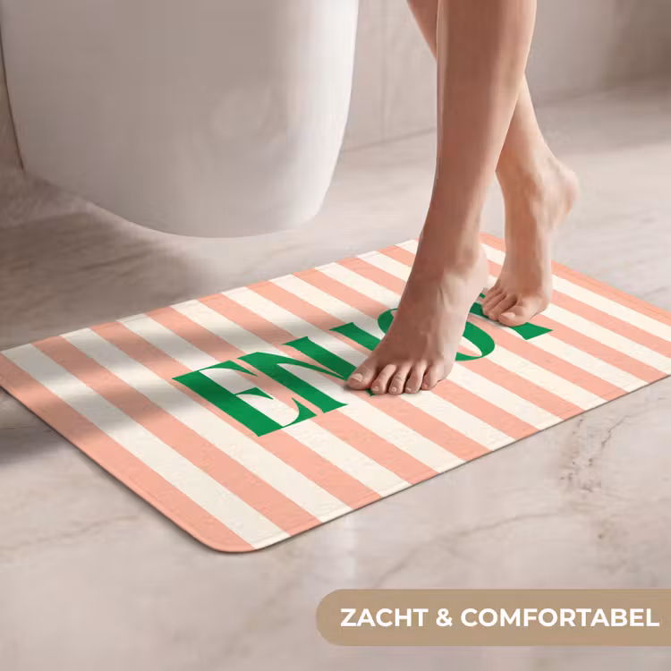 WC Mat - Zachtroze - Groen - Strepen - Enoy — 7
