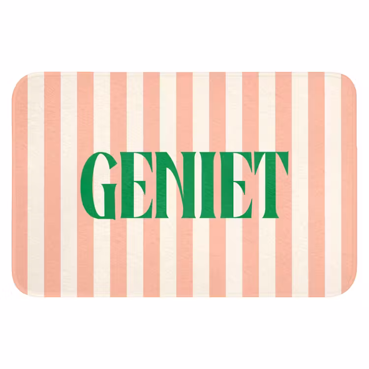 WC Mat - Zachtroze - Groen - Strepen - Geniet — 1