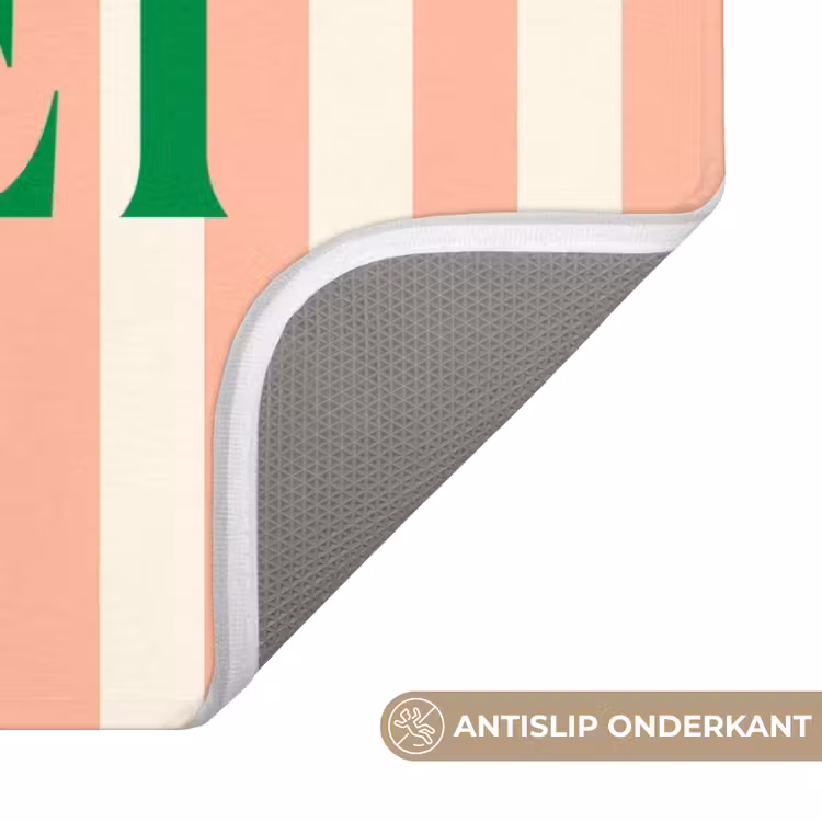 WC Mat - Zachtroze - Groen - Strepen - Geniet — 3