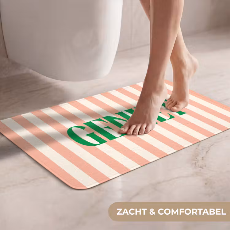 WC Mat - Zachtroze - Groen - Strepen - Geniet — 7