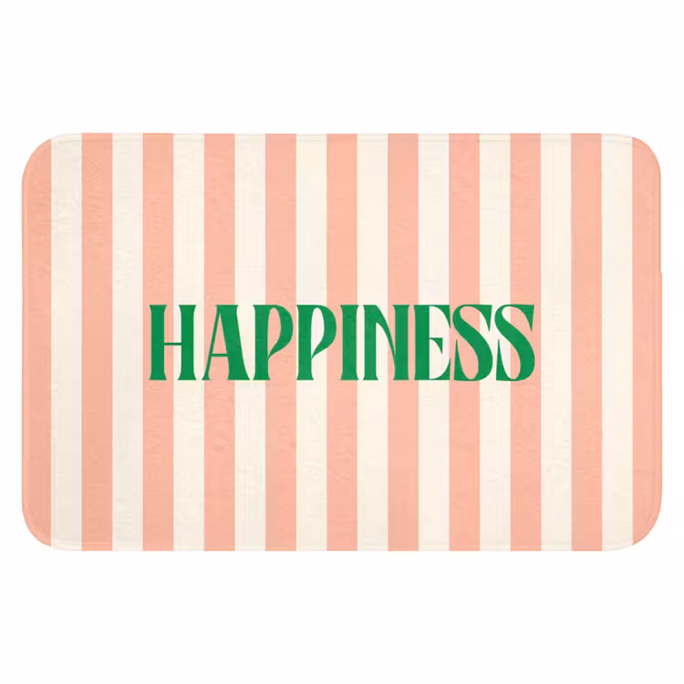 WC Mat - Zachtroze - Groen - Strepen - Happiness — 1