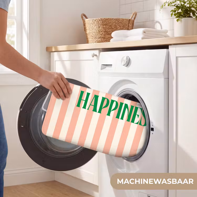 WC Mat - Zachtroze - Groen - Strepen - Happiness — 5