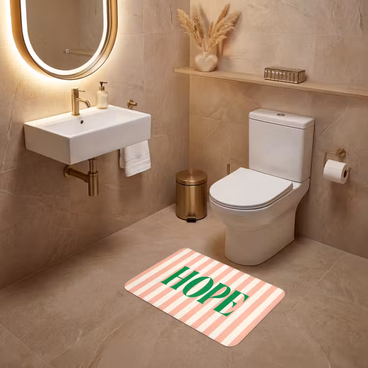 WC Mat - Zachtroze - Groen - Strepen - Hope — 4