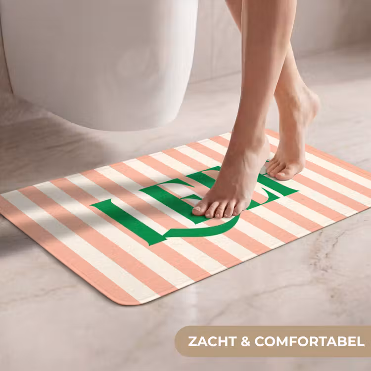 WC Mat - Zachtroze - Groen - Strepen - Leef — 7