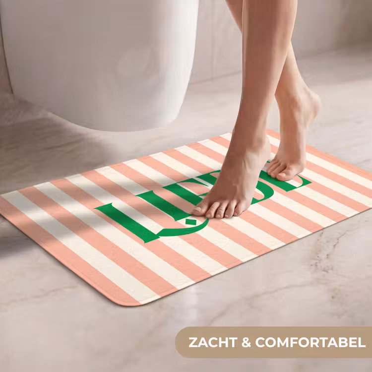 WC Mat - Zachtroze - Groen - Strepen - Liebe — 7