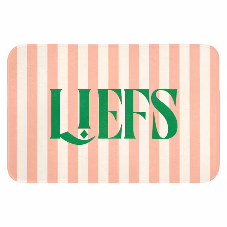 WC Mat - Zachtroze - Groen - Strepen - Liefs — 1