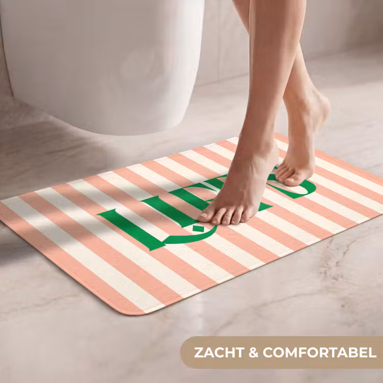 WC Mat - Zachtroze - Groen - Strepen - Liefs — 7