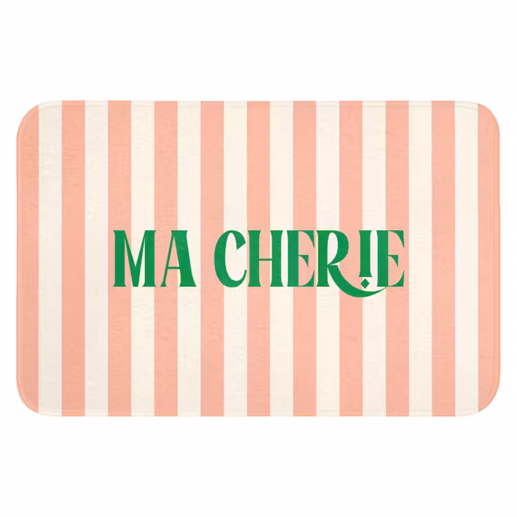 WC Mat - Zachtroze - Groen - Strepen - Ma Cherie — 1