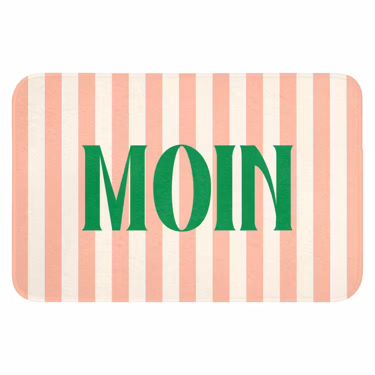 WC Mat - Zachtroze - Groen - Strepen - Moin — 1