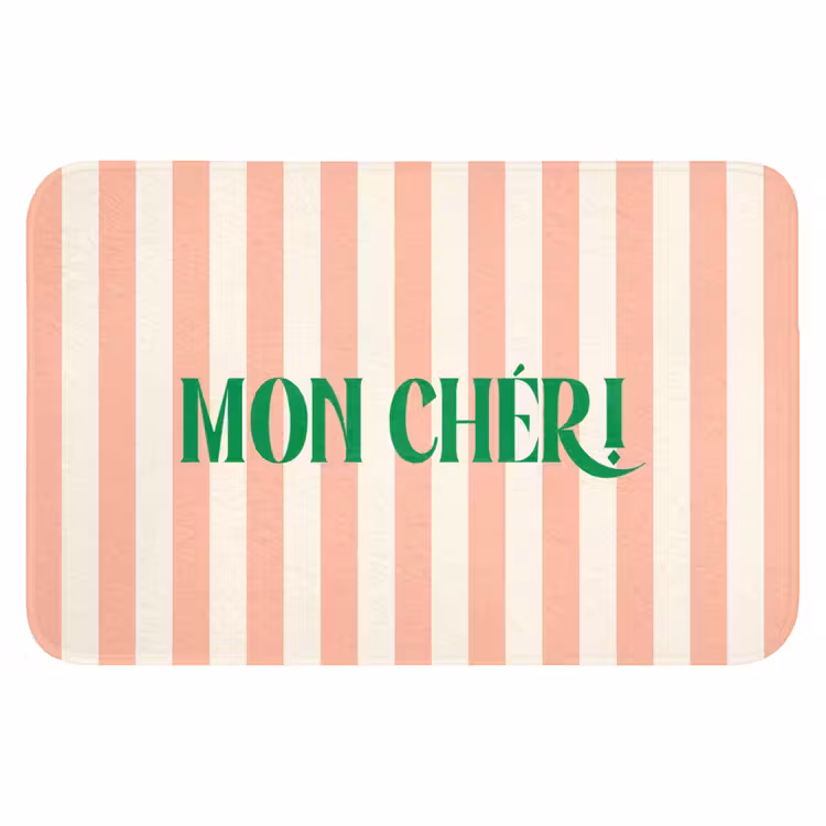 WC Mat - Zachtroze - Groen - Strepen - Mon Chéri — 1