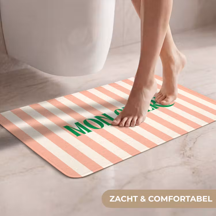 WC Mat - Zachtroze - Groen - Strepen - Mon Chéri — 7