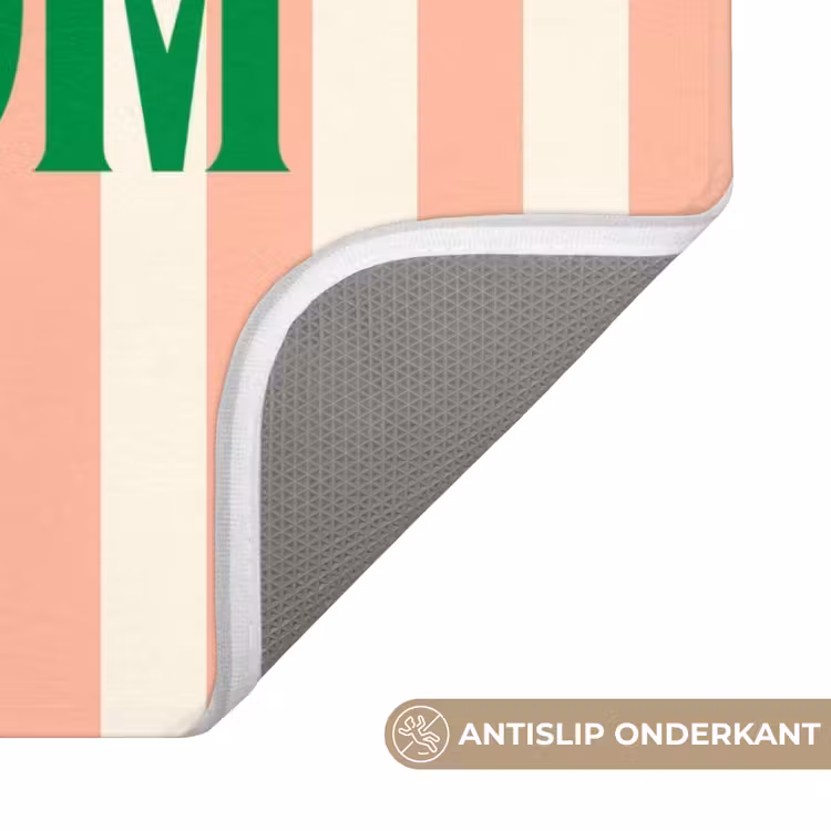 WC Mat - Zachtroze - Groen - Strepen - Welkom — 3