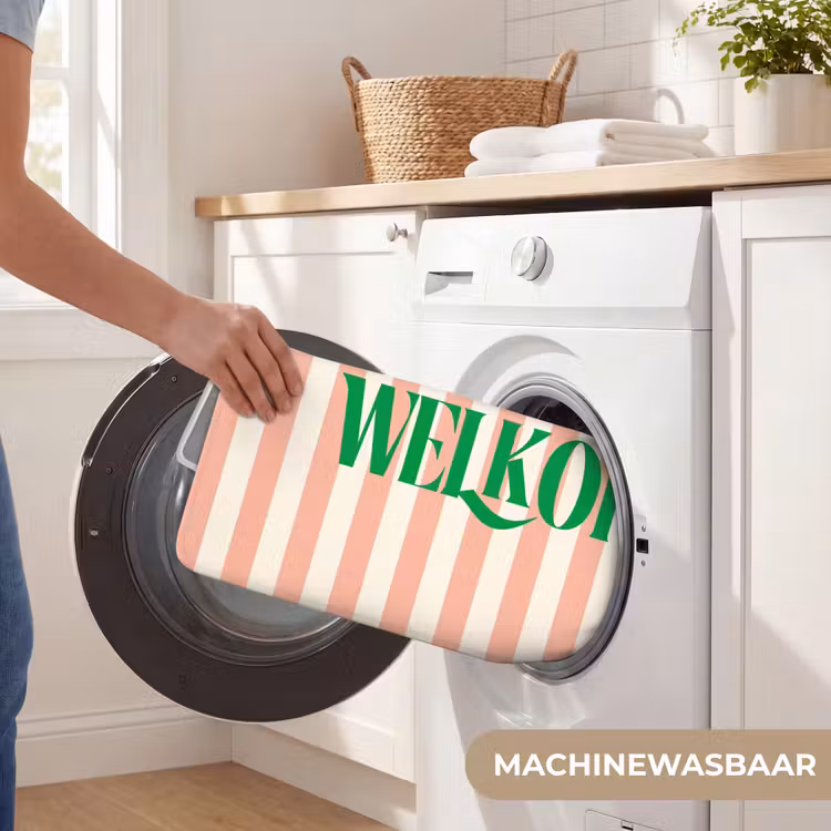 WC Mat - Zachtroze - Groen - Strepen - Welkom — 5