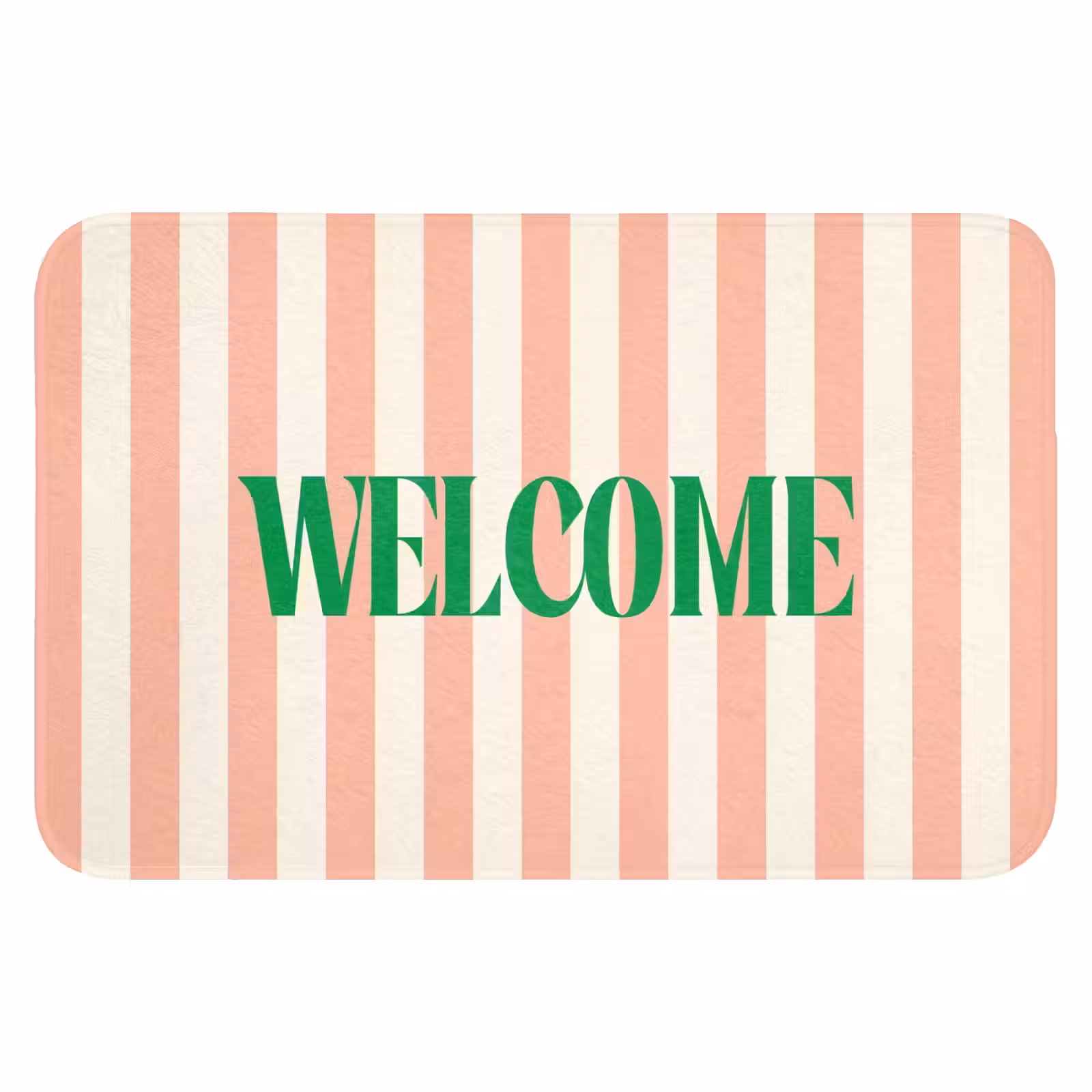 WC Mat - Zachtroze - Groen - Strepen - Welcome — 1