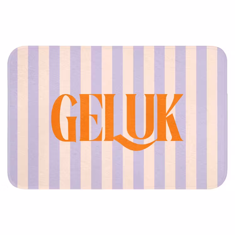 WC Mat - Lila - Oranje - Strepen - Geluk — 1