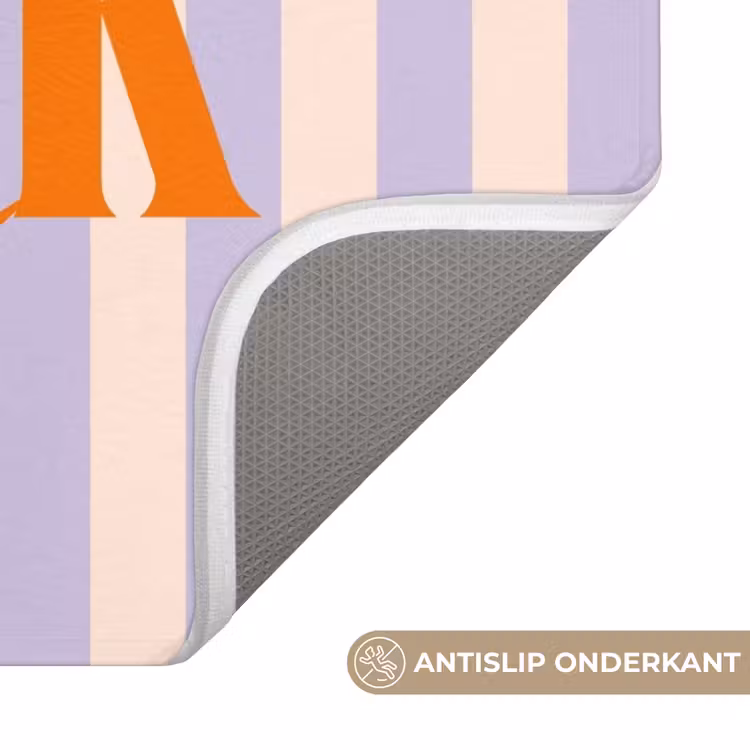 WC Mat - Lila - Oranje - Strepen - Geluk — 3